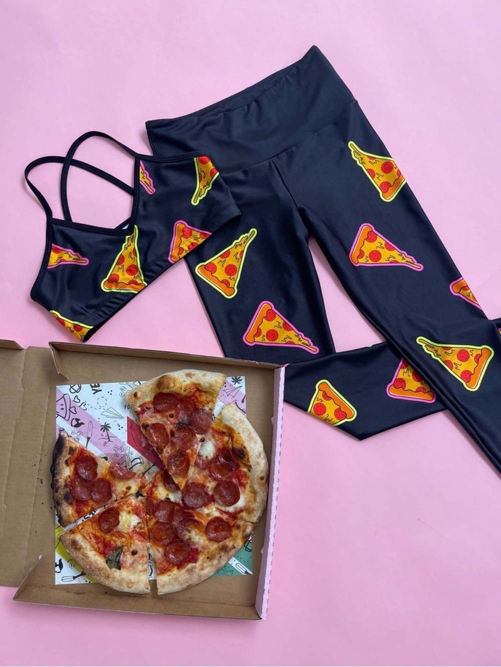 Goldsheep Pizza Party Leggings RARE S 7/8 Crop